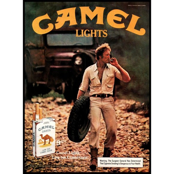 1983 Camel Cigarettes Vintage Print Ad Jeep Flat Tire Off Road Wall Art Photo - Picture 1 of 1
